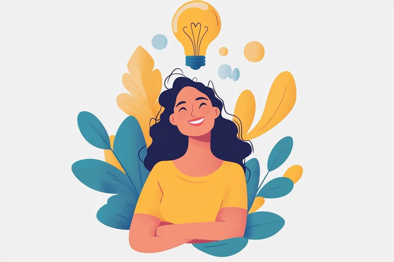 A creative leader surrounded by ideas and visual symbols of collaboration